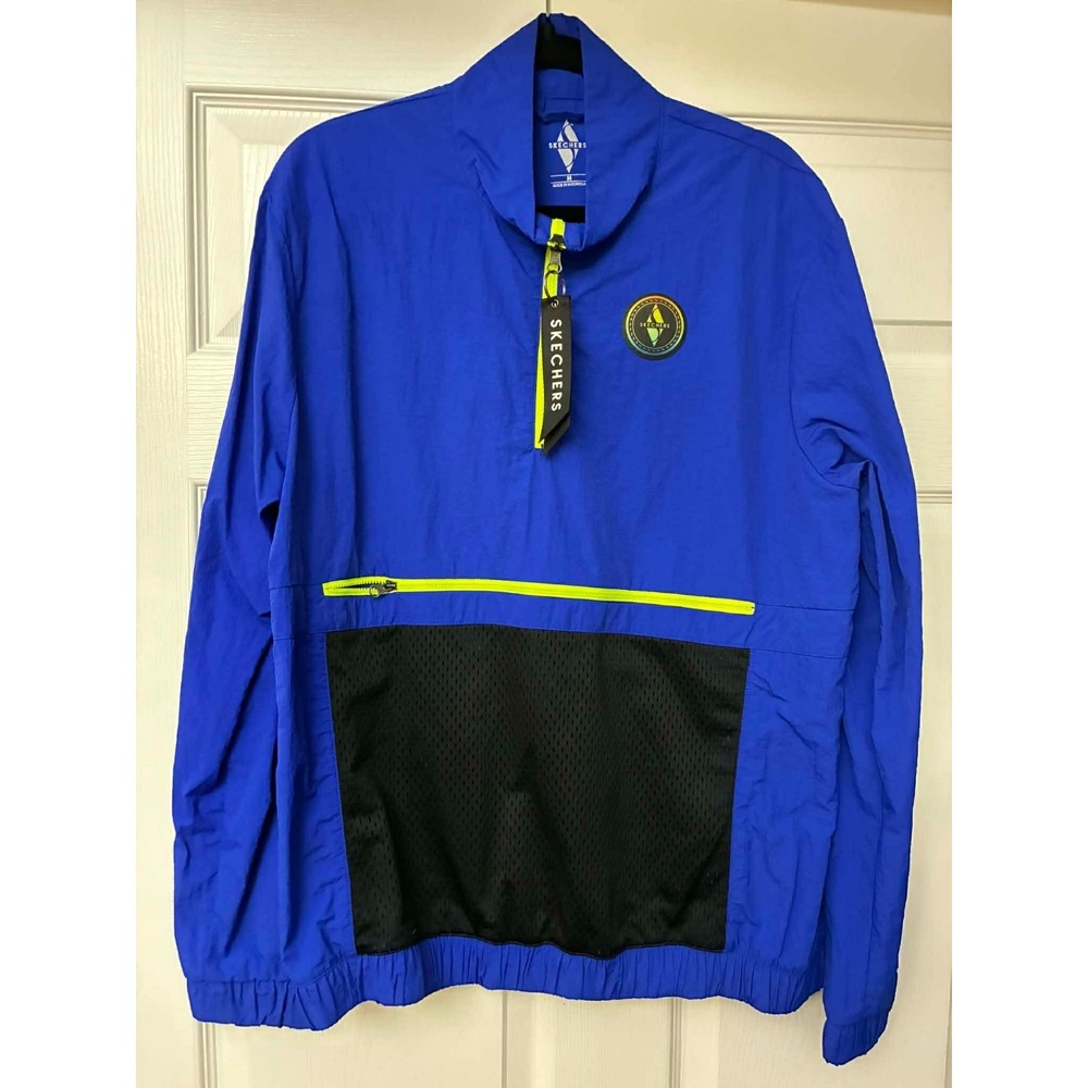 Skechers Blue Half Zip Windbreaker Jacket Men's M Lightweight Pullover